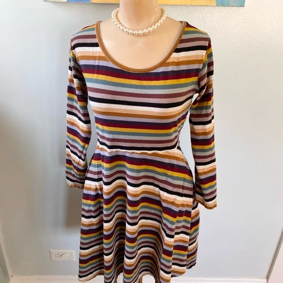 Effie’s Heart Striped Multicolor Dress L - Picture 3 of 8